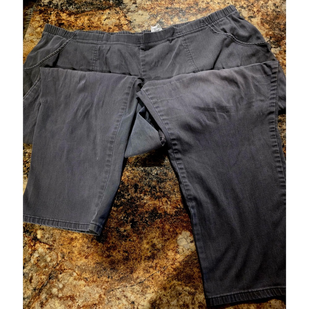 JMS Just My Size Gray Pinstripe Elastic Waist Pull On Pants Plus 4X 26W 28W